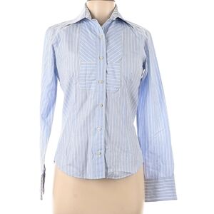 Women's Blue Striped Button Down Shirt